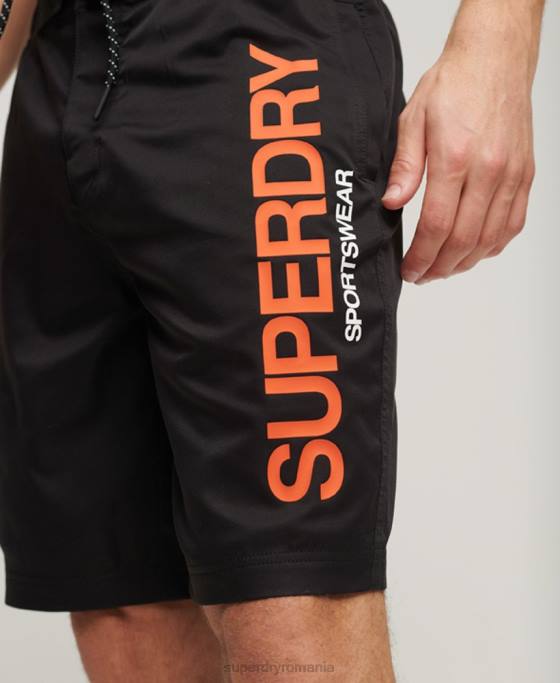 Superdry pantaloni scurți de bord reciclați îmbrăcăminte sport îmbrăcăminte negru bărbați JX0Z57