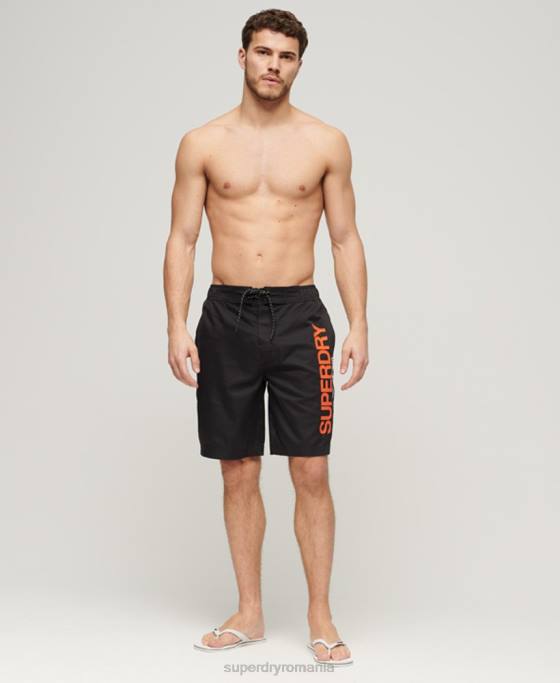 Superdry pantaloni scurți de bord reciclați îmbrăcăminte sport îmbrăcăminte negru bărbați JX0Z57