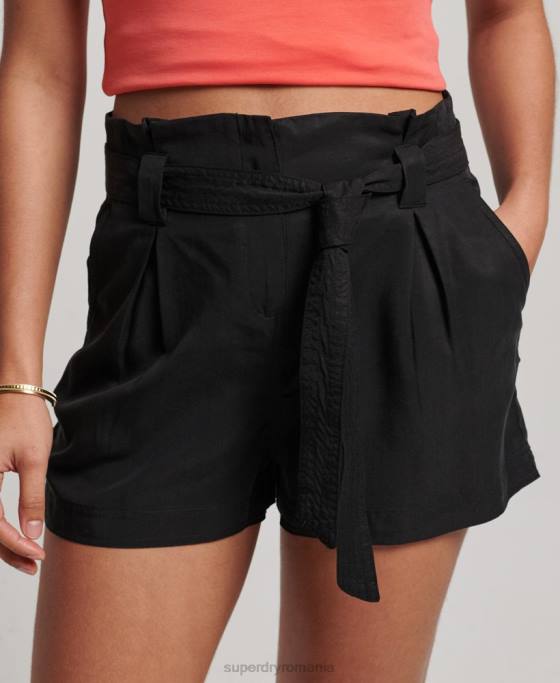Superdry pantaloni scurți de hârtie îmbrăcăminte negru femei JX0Z3164
