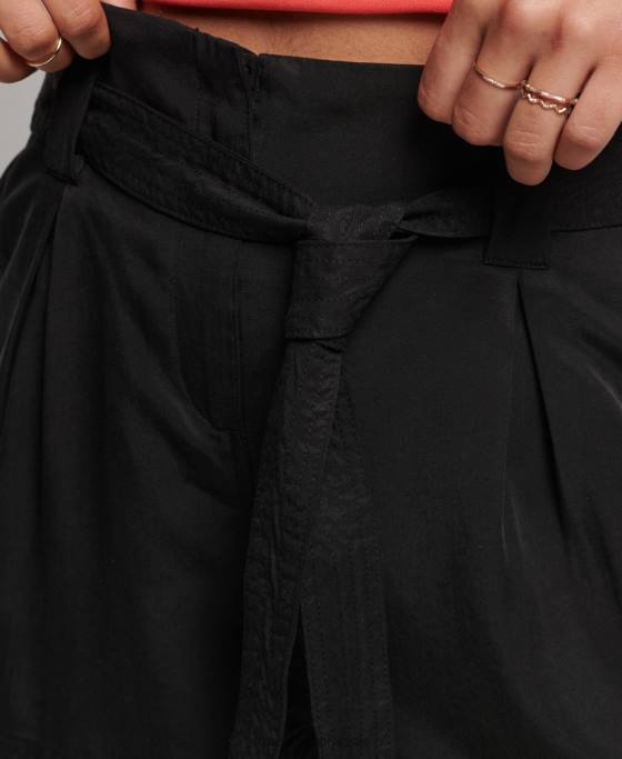 Superdry pantaloni scurți de hârtie îmbrăcăminte negru femei JX0Z3164