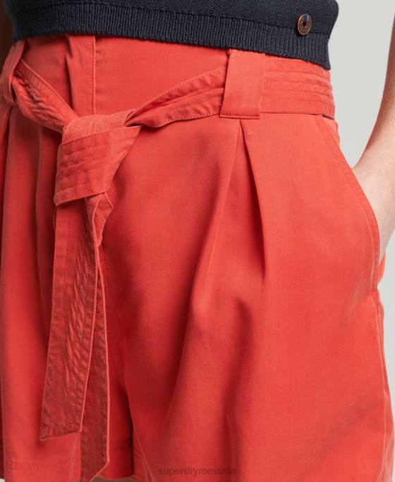 Superdry pantaloni scurți de hârtie îmbrăcăminte roșu femei JX0Z3138