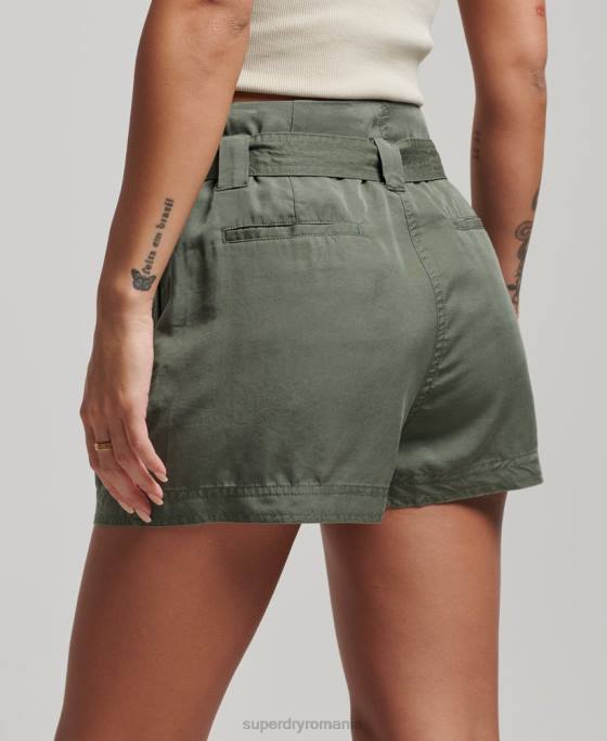 Superdry pantaloni scurți de hârtie îmbrăcăminte verde femei JX0Z3166