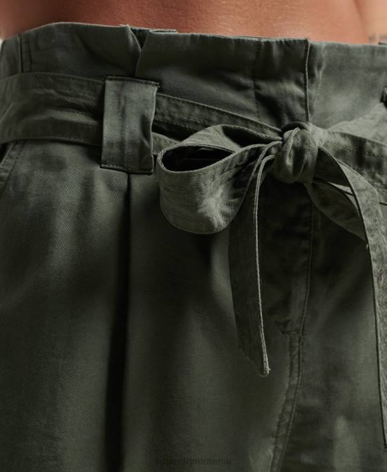 Superdry pantaloni scurți de hârtie îmbrăcăminte verde femei JX0Z3166