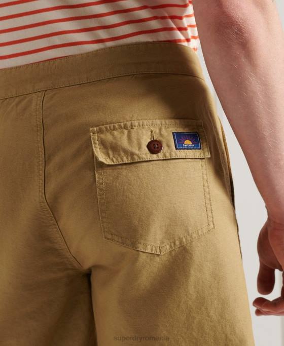 Superdry pantaloni scurți de plajă de in cali îmbrăcăminte bej bărbați JX0Z355
