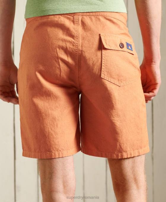 Superdry pantaloni scurți de plajă de in cali îmbrăcăminte portocale bărbați JX0Z344