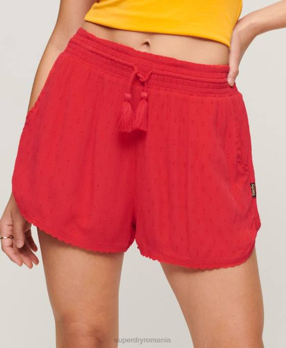 Superdry pantaloni scurți de plajă vintage îmbrăcăminte roșu femei JX0Z3108
