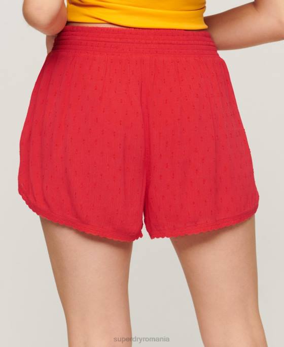 Superdry pantaloni scurți de plajă vintage îmbrăcăminte roșu femei JX0Z3108