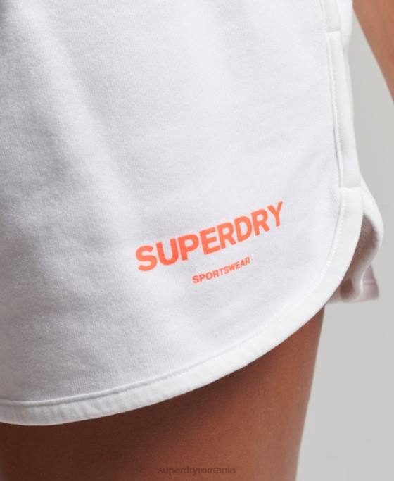 Superdry pantaloni scurți de transpirație sport de bază îmbrăcăminte alb femei JX0Z3141