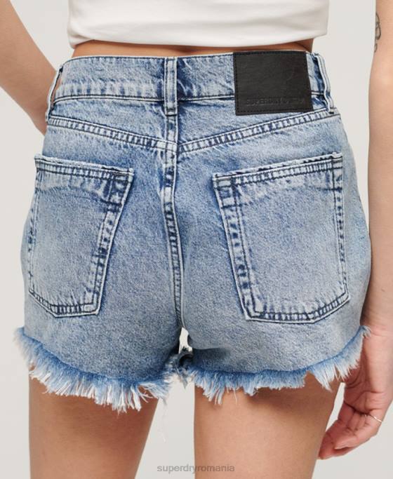 Superdry pantaloni scurți din denim cu talie mare îmbrăcăminte albastru deschis femei JX0Z2061