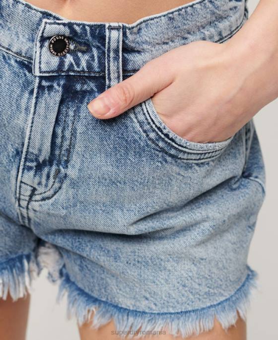 Superdry pantaloni scurți din denim cu talie mare îmbrăcăminte albastru deschis femei JX0Z2061