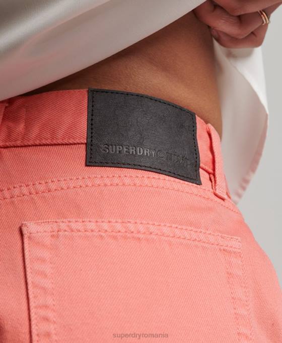 Superdry pantaloni scurți din denim cu talie mare îmbrăcăminte coral femei JX0Z3104