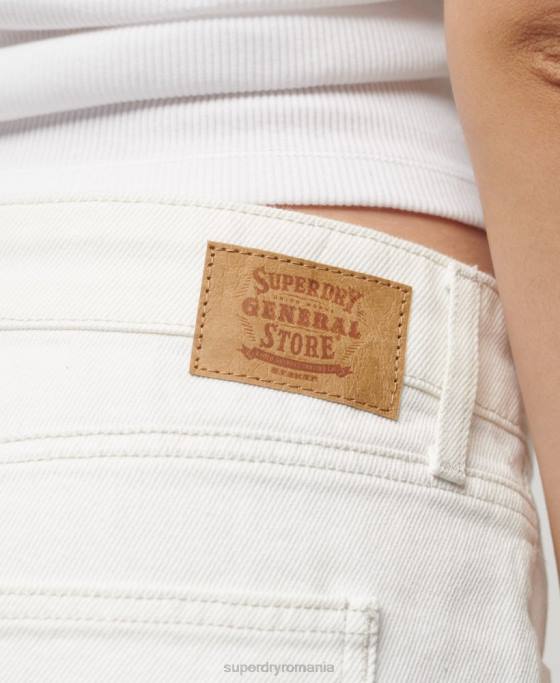 Superdry pantaloni scurți din denim împodobiți cu diamante îmbrăcăminte alb femei JX0Z3098