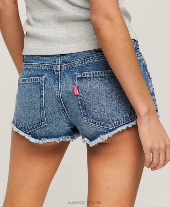Superdry pantaloni scurți din denim împodobiți cu diamante îmbrăcăminte albastru femei JX0Z2090