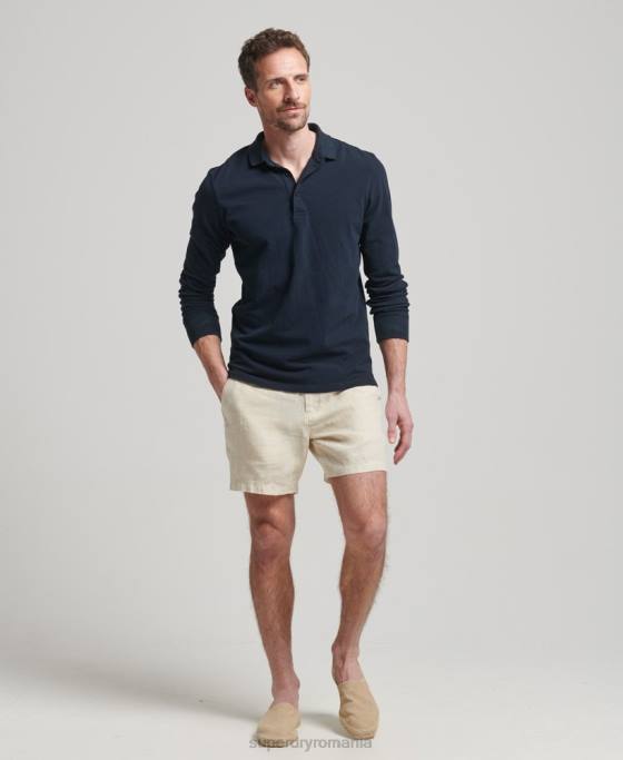 Superdry pantaloni scurți din in supravopsiți îmbrăcăminte cremă bărbați JX0Z54