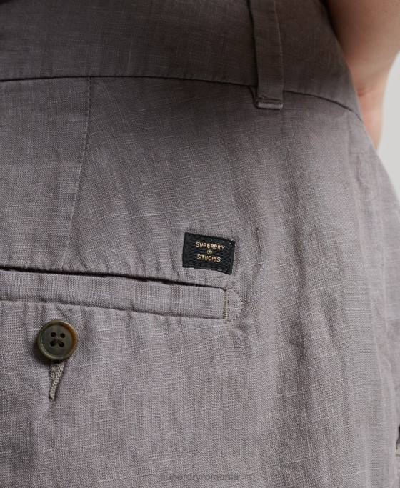 Superdry pantaloni scurți din in supravopsiți îmbrăcăminte gri femei JX0Z2156