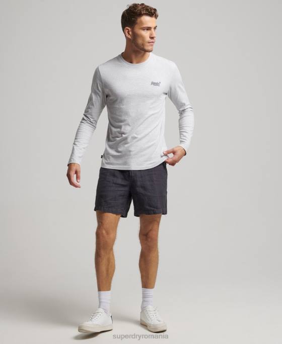 Superdry pantaloni scurți din in supravopsiți îmbrăcăminte marina bărbați JX0Z108