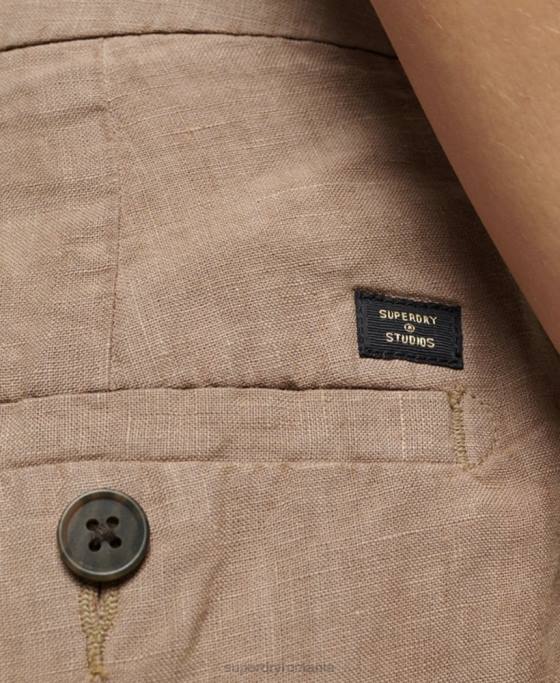 Superdry pantaloni scurți din in supravopsiți îmbrăcăminte maro femei JX0Z2125