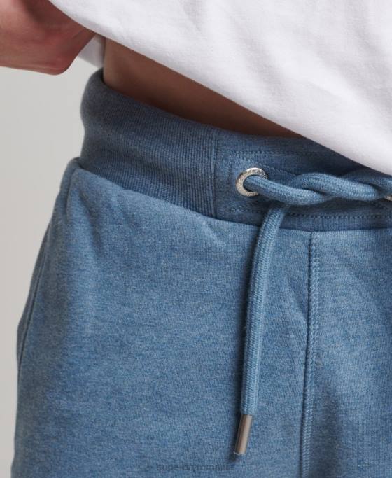 Superdry pantaloni scurți din jerseu brodat cu logo vintage îmbrăcăminte albastru deschis bărbați JX0Z320