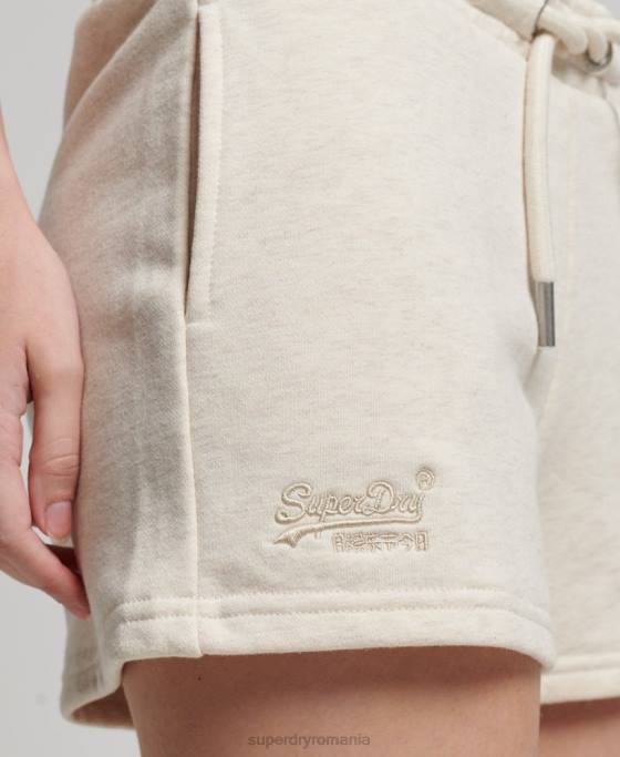 Superdry pantaloni scurți din jerseu brodat cu logo vintage îmbrăcăminte cremă femei JX0Z2181