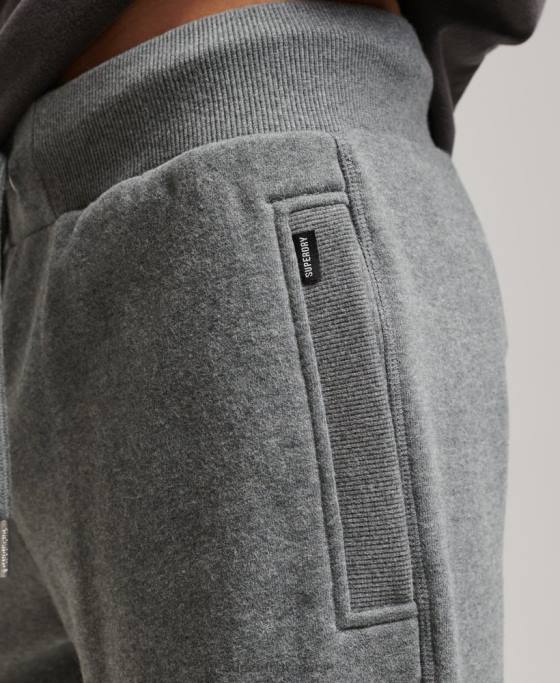 Superdry pantaloni scurți din jerseu brodat cu logo vintage îmbrăcăminte gri bărbați JX0Z261