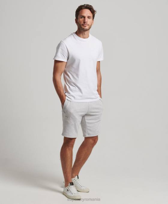 Superdry pantaloni scurți din jerseu brodat cu logo vintage îmbrăcăminte gri deschis bărbați JX0Z294