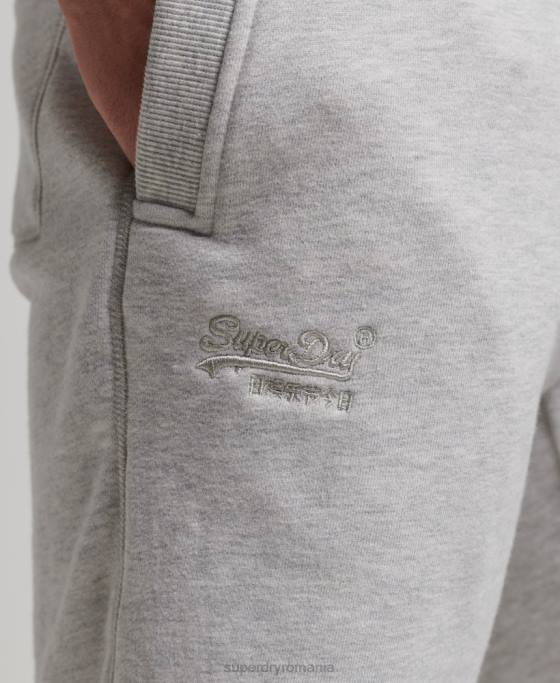 Superdry pantaloni scurți din jerseu brodat cu logo vintage îmbrăcăminte gri deschis bărbați JX0Z294
