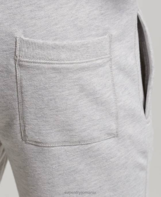 Superdry pantaloni scurți din jerseu brodat cu logo vintage îmbrăcăminte gri deschis bărbați JX0Z294