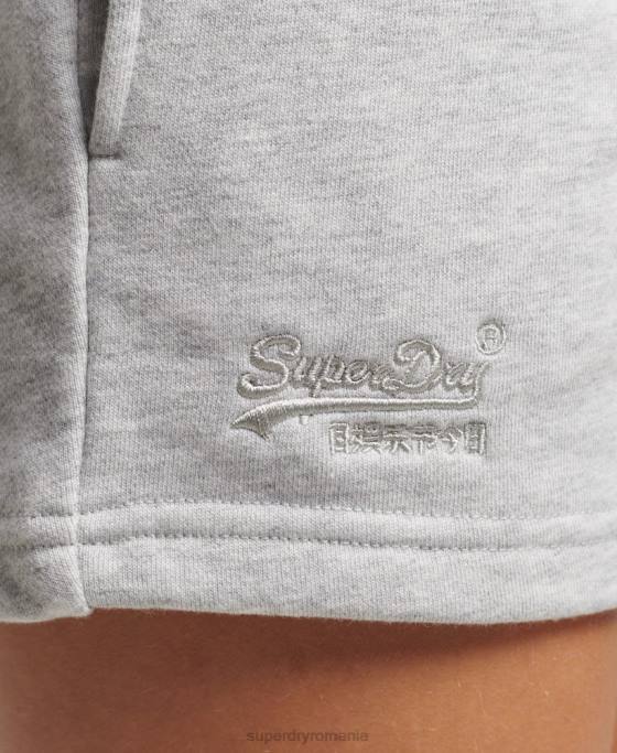 Superdry pantaloni scurți din jerseu brodat cu logo vintage îmbrăcăminte gri deschis femei JX0Z3118