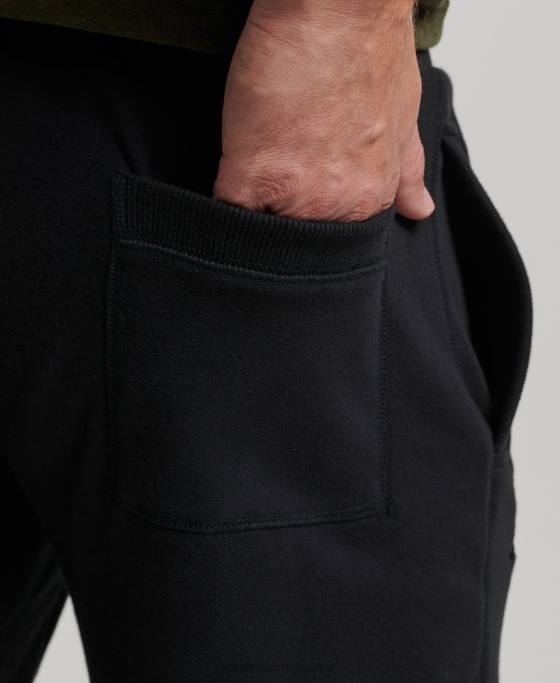 Superdry pantaloni scurți din jerseu brodat cu logo vintage îmbrăcăminte negru bărbați JX0Z276