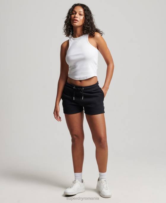 Superdry pantaloni scurți din jerseu brodat cu logo vintage îmbrăcăminte negru femei JX0Z3125