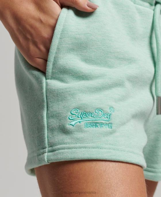 Superdry pantaloni scurți din jerseu brodat cu logo vintage îmbrăcăminte verde femei JX0Z3116