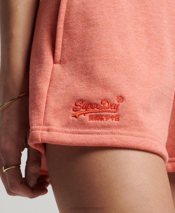 Superdry pantaloni scurți din jerseu cu logo vintage din bumbac organic îmbrăcăminte coral femei JX0Z3155