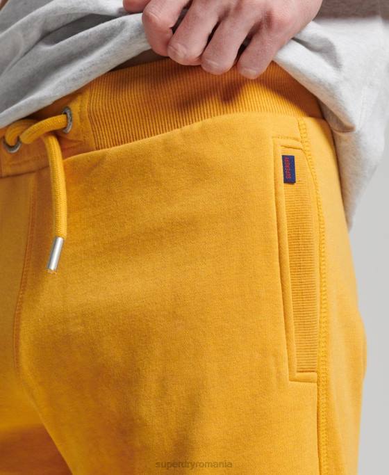 Superdry pantaloni scurți din jerseu cu logo vintage din bumbac organic îmbrăcăminte galben bărbați JX0Z363
