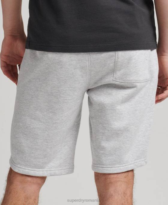 Superdry pantaloni scurți din jerseu cu logo vintage din bumbac organic îmbrăcăminte gri deschis bărbați JX0Z327