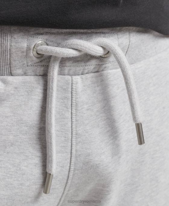 Superdry pantaloni scurți din jerseu cu logo vintage din bumbac organic îmbrăcăminte gri deschis bărbați JX0Z327