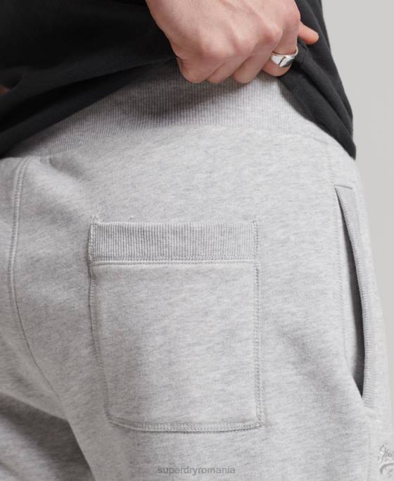 Superdry pantaloni scurți din jerseu cu logo vintage din bumbac organic îmbrăcăminte gri deschis bărbați JX0Z327