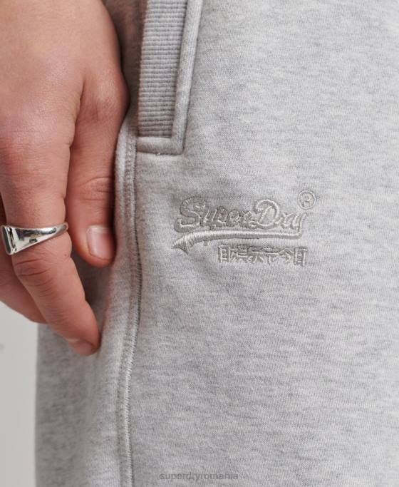 Superdry pantaloni scurți din jerseu cu logo vintage din bumbac organic îmbrăcăminte gri deschis bărbați JX0Z327