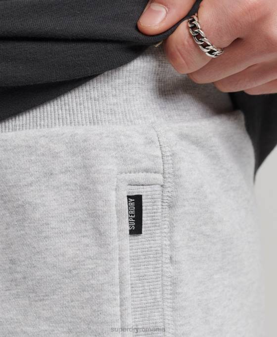 Superdry pantaloni scurți din jerseu cu logo vintage din bumbac organic îmbrăcăminte gri deschis bărbați JX0Z327