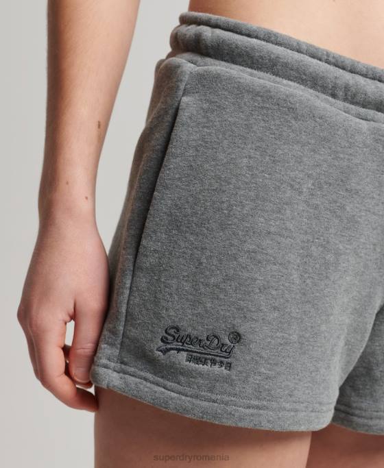 Superdry pantaloni scurți din jerseu cu logo vintage din bumbac organic îmbrăcăminte gri femei JX0Z6624