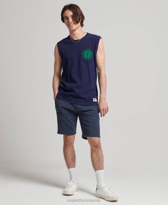 Superdry pantaloni scurți din jerseu cu logo vintage din bumbac organic îmbrăcăminte marina bărbați JX0Z311