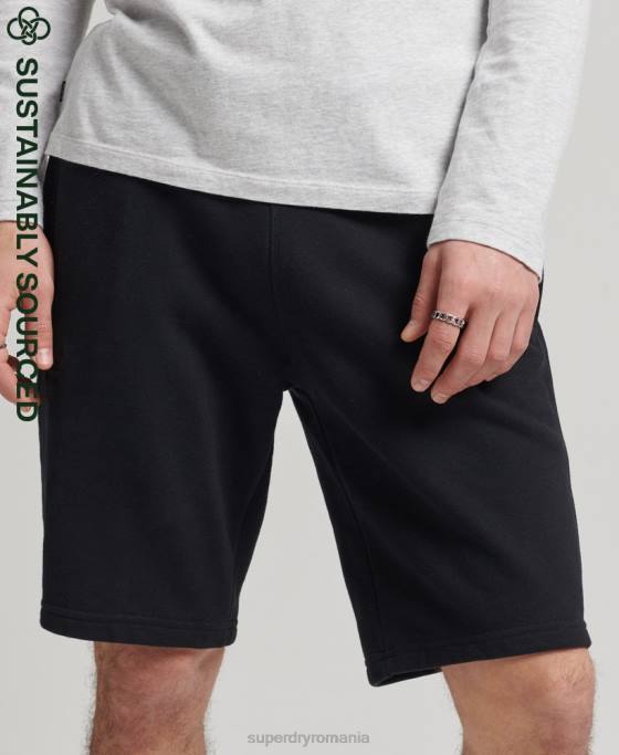 Superdry pantaloni scurți din jerseu cu logo vintage din bumbac organic îmbrăcăminte negru bărbați JX0Z326