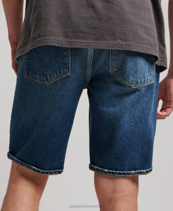 Superdry pantaloni scurți drepti îmbrăcăminte albastru inchis bărbați JX0Z110