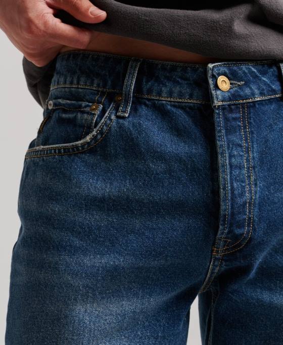 Superdry pantaloni scurți drepti îmbrăcăminte albastru inchis bărbați JX0Z110