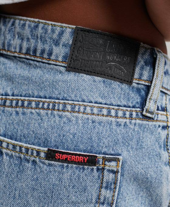 Superdry pantaloni scurți fierbinți din denim îmbrăcăminte albastru deschis femei JX0Z3092