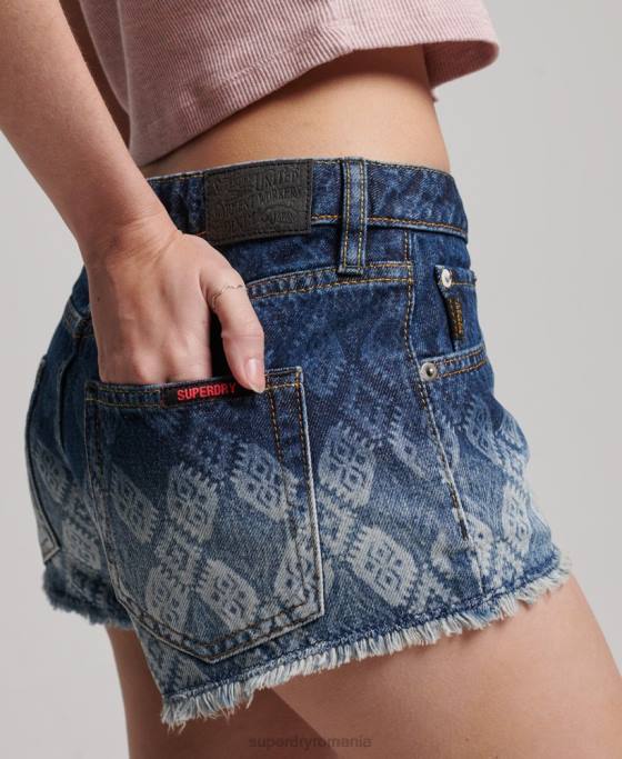 Superdry pantaloni scurți fierbinți din denim îmbrăcăminte albastru inchis femei JX0Z3110