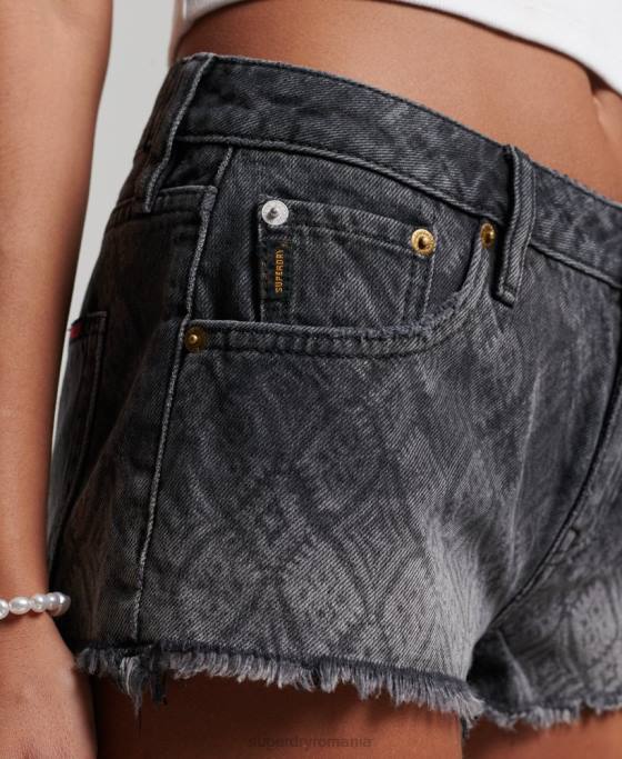 Superdry pantaloni scurți fierbinți din denim îmbrăcăminte negru femei JX0Z3096