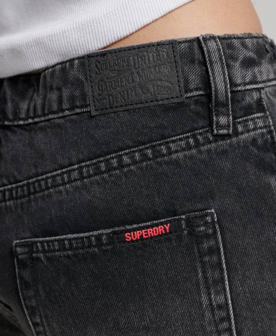 Superdry pantaloni scurți fierbinți din denim îmbrăcăminte negru femei JX0Z3102