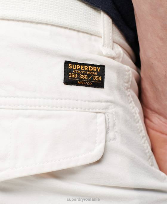 Superdry pantaloni scurți grei cargo din bumbac organic îmbrăcăminte alb bărbați JX0Z272