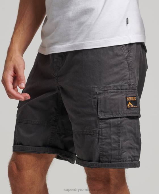 Superdry pantaloni scurți grei cargo din bumbac organic îmbrăcăminte gri inchis bărbați JX0Z250