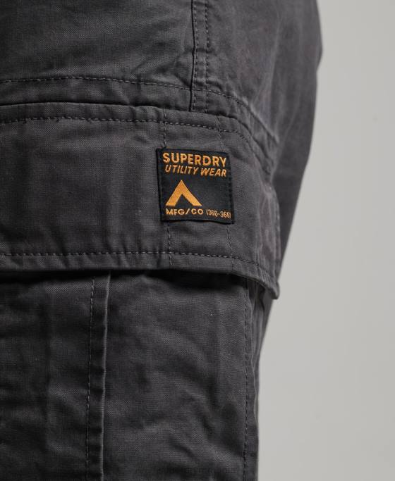 Superdry pantaloni scurți grei cargo din bumbac organic îmbrăcăminte gri inchis bărbați JX0Z250